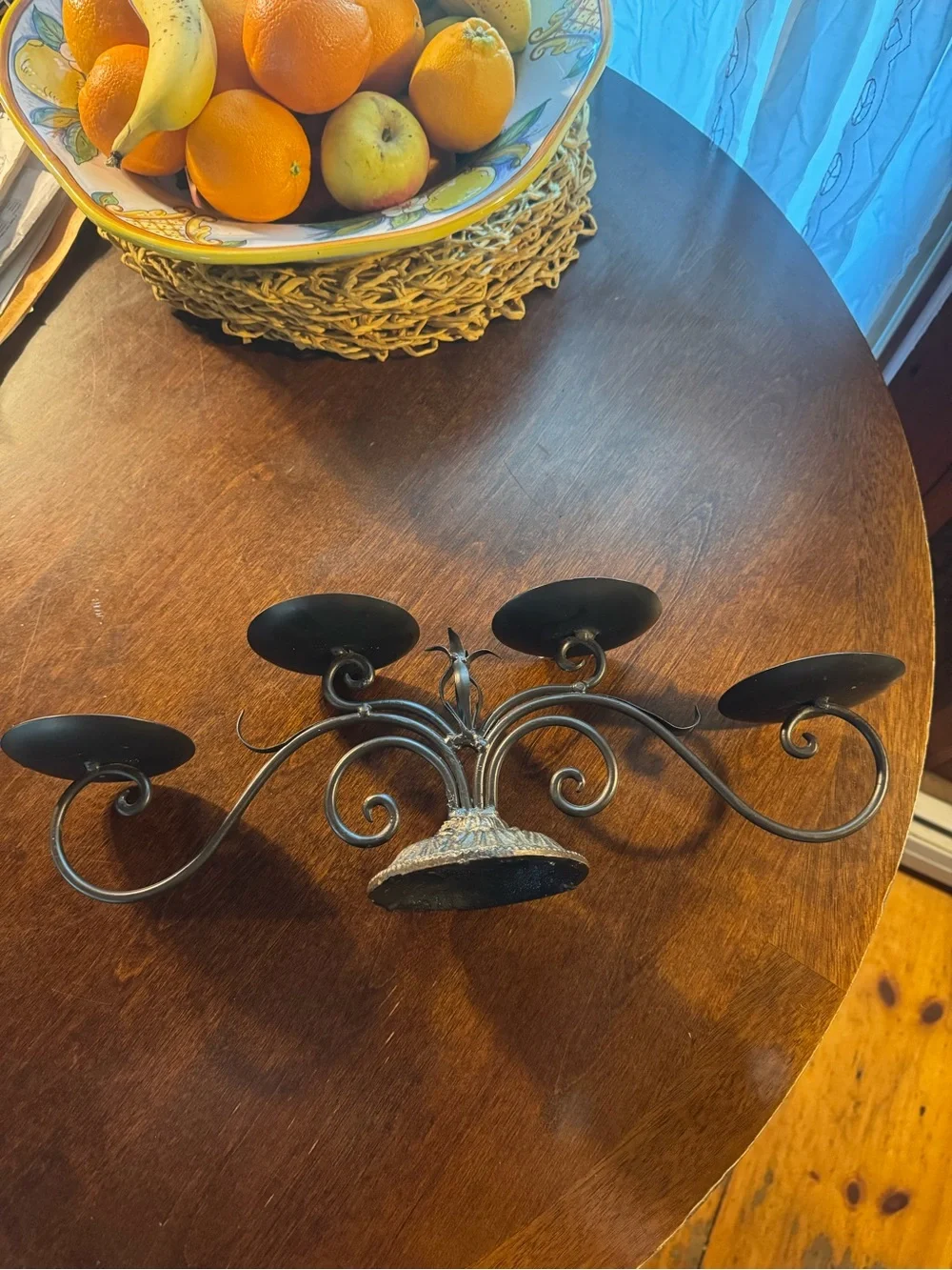 Homemade Art Decorative Black Metal 4 Arm Candle Holder